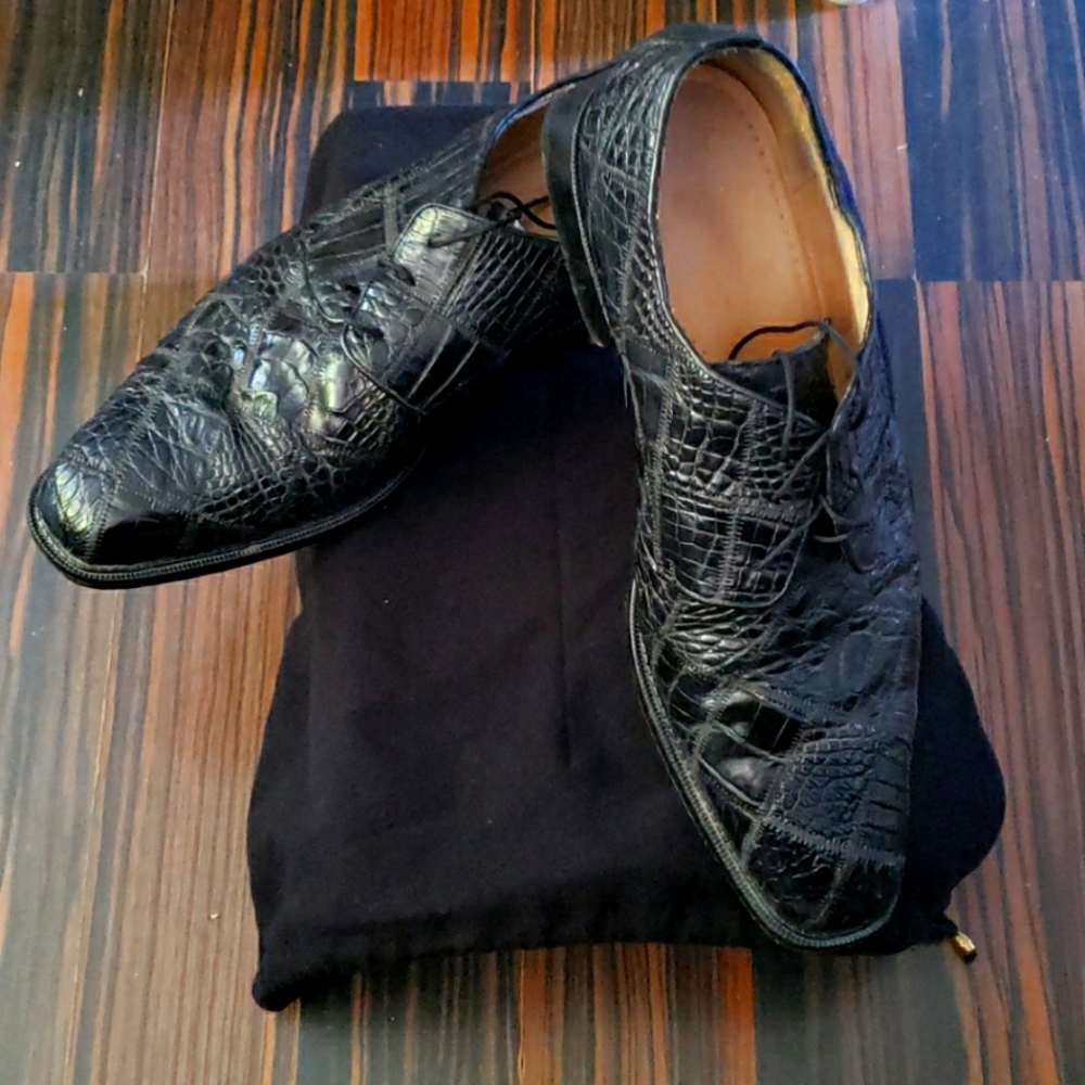 Mens Belvedere Business Shoes Chapo Genuine Crocodile Leather Formal